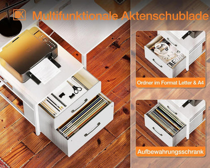 Schreibtisch mit Schubladen LED Reversibel L-Form Steckdosen