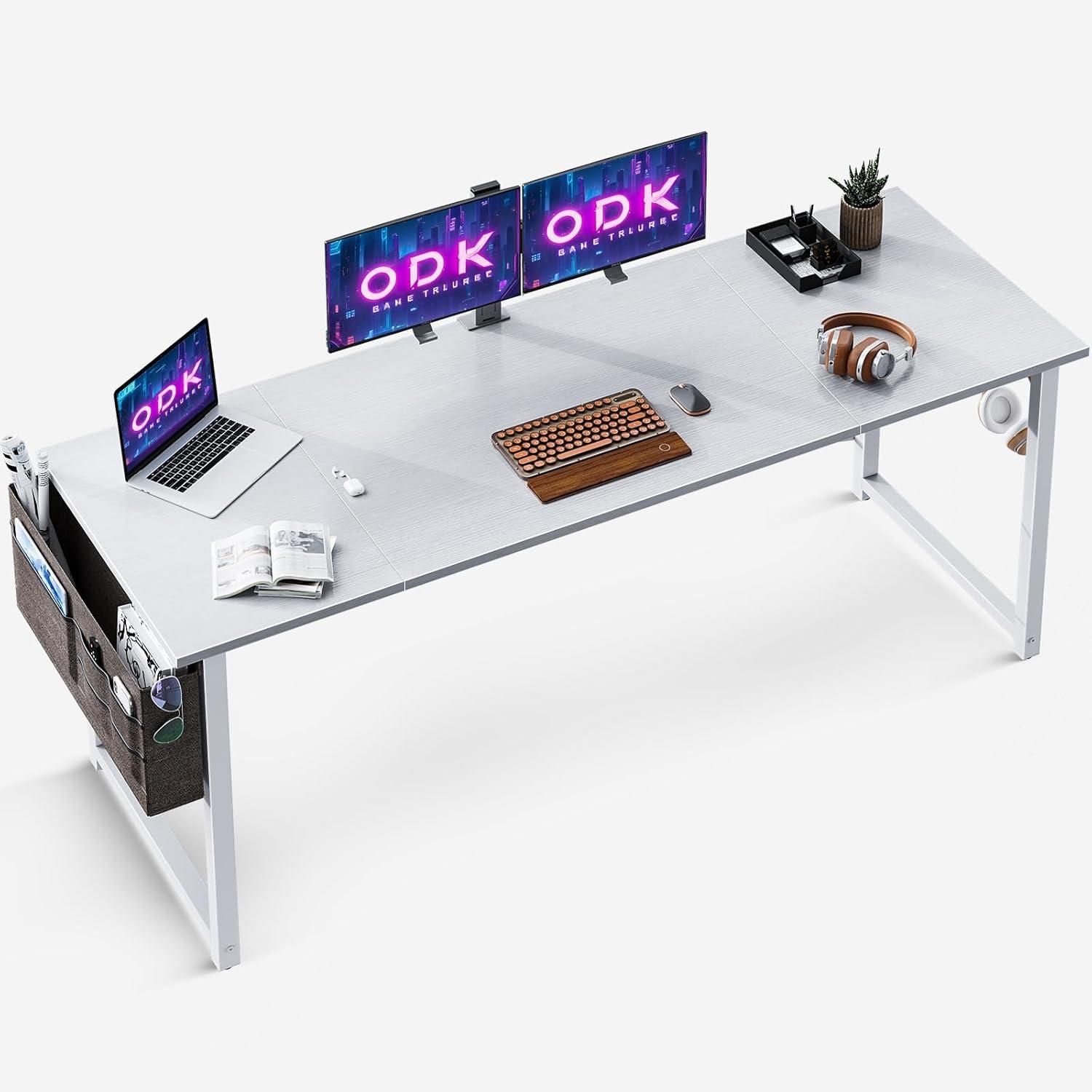 Schreibtisch Weiß 160x55x73,5cm Computertisch Schwarz Bürotisch Holz