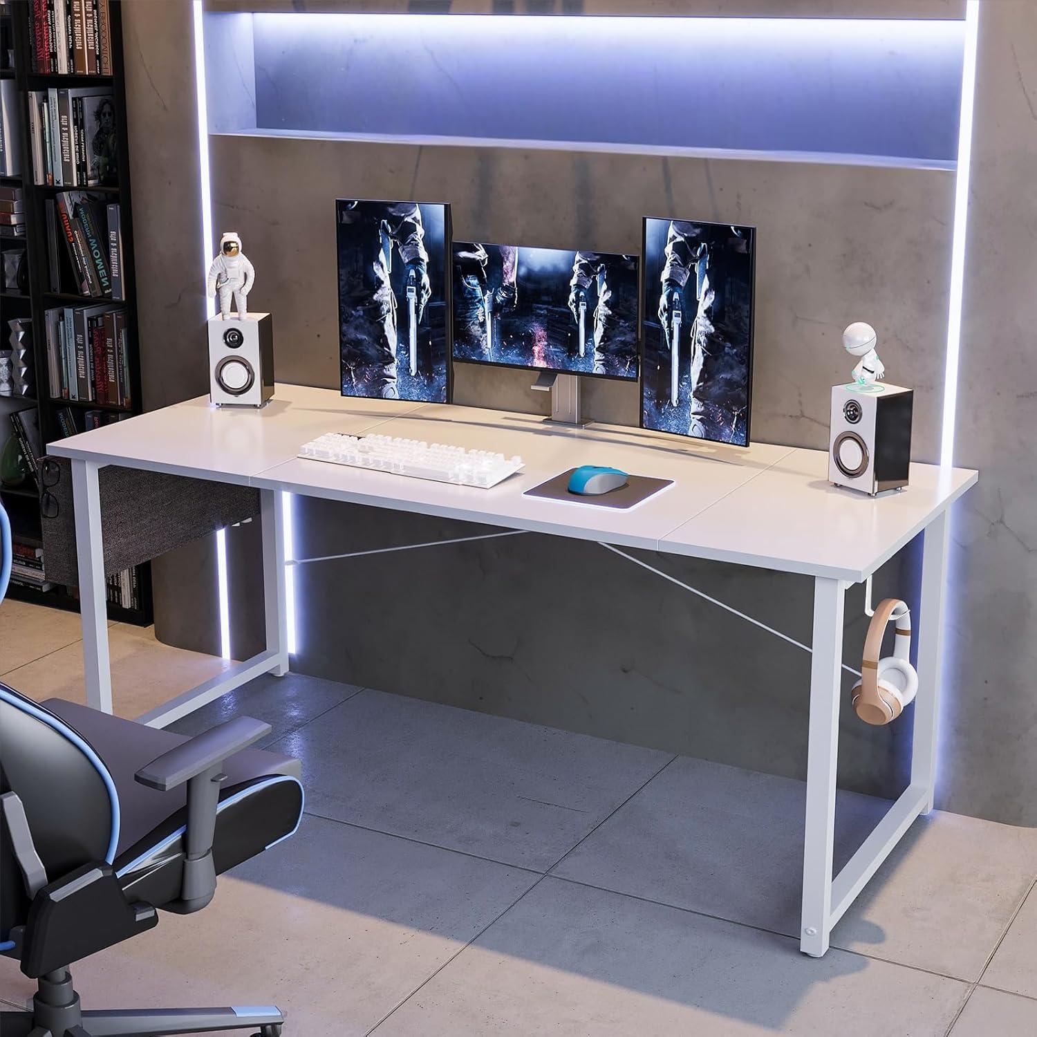 ODK Schreibtisch Weiß 160x55x73,5cm Computertisch Schwarz