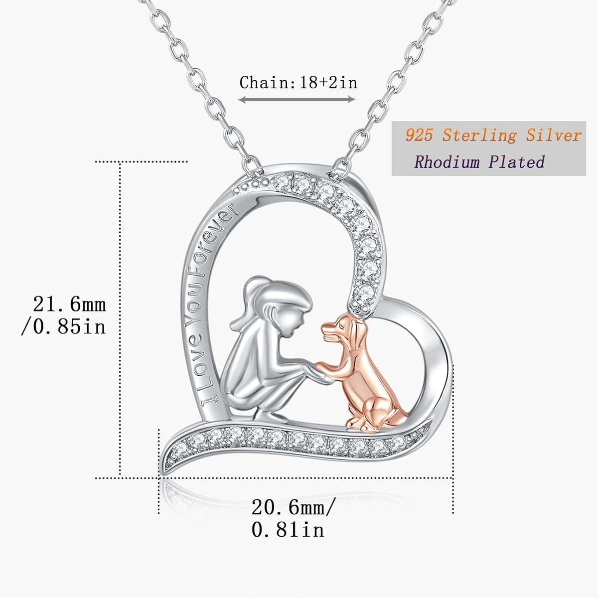 GW Damen Kette 925 Silber Herzanhänger Zirkonia Geschenk für Frauen Freundin Geburtstag
