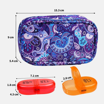 Serfeymi Tablettenbox 7 Tage PU Leder Regenbogen Fischöle