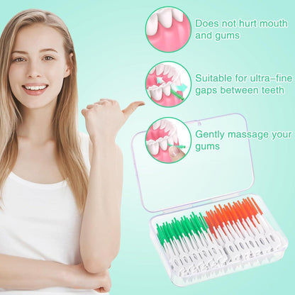 200 Interdentalbürsten Silikon Zahnzwischenraumbürsten mit