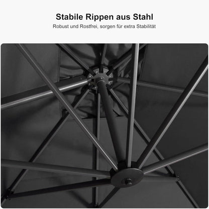 Ampelschirm 270x270cm Kurbel Aluminiumgestell 360°Rotation