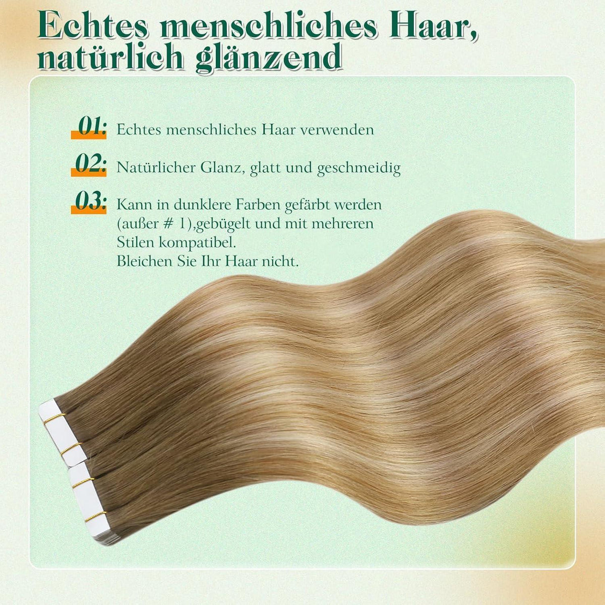 Echthaar Tape Extensions Balayage Blond Mix 55cm