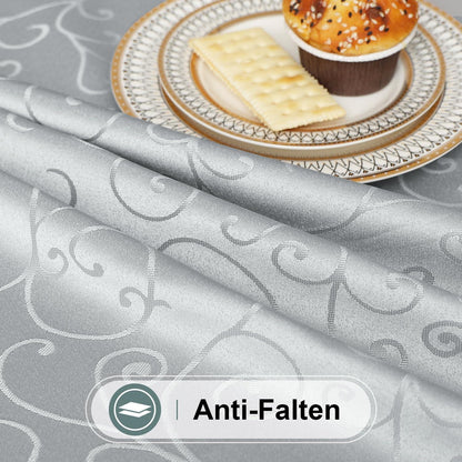 Runde Tischdecke Jacquard Grau 120cm – Abwaschbar & Elegant