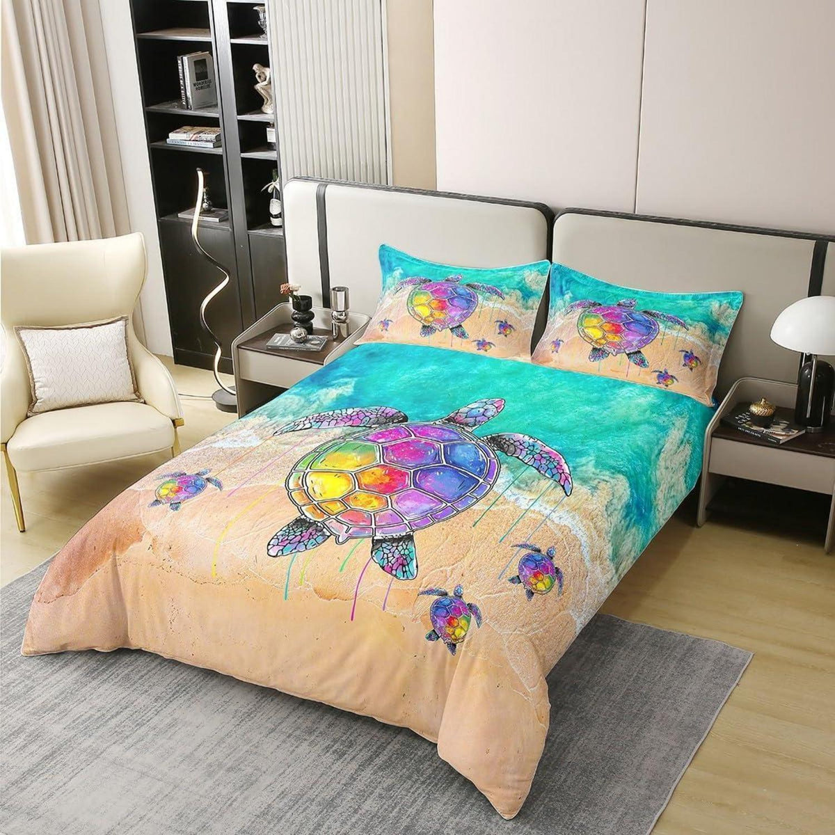 Regenbogen Schildkröte Bettbezug Set 200x200 Baumwolle