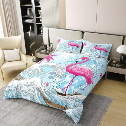 Rosa Flamingo Bettwäsche Set 200x200 – Meer & Cartoon Design
