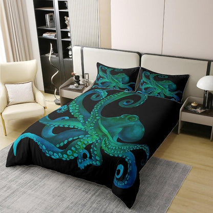 Octopus Baumwoll Bettbezug Set 220x240 für Kinder Schlafzimmer