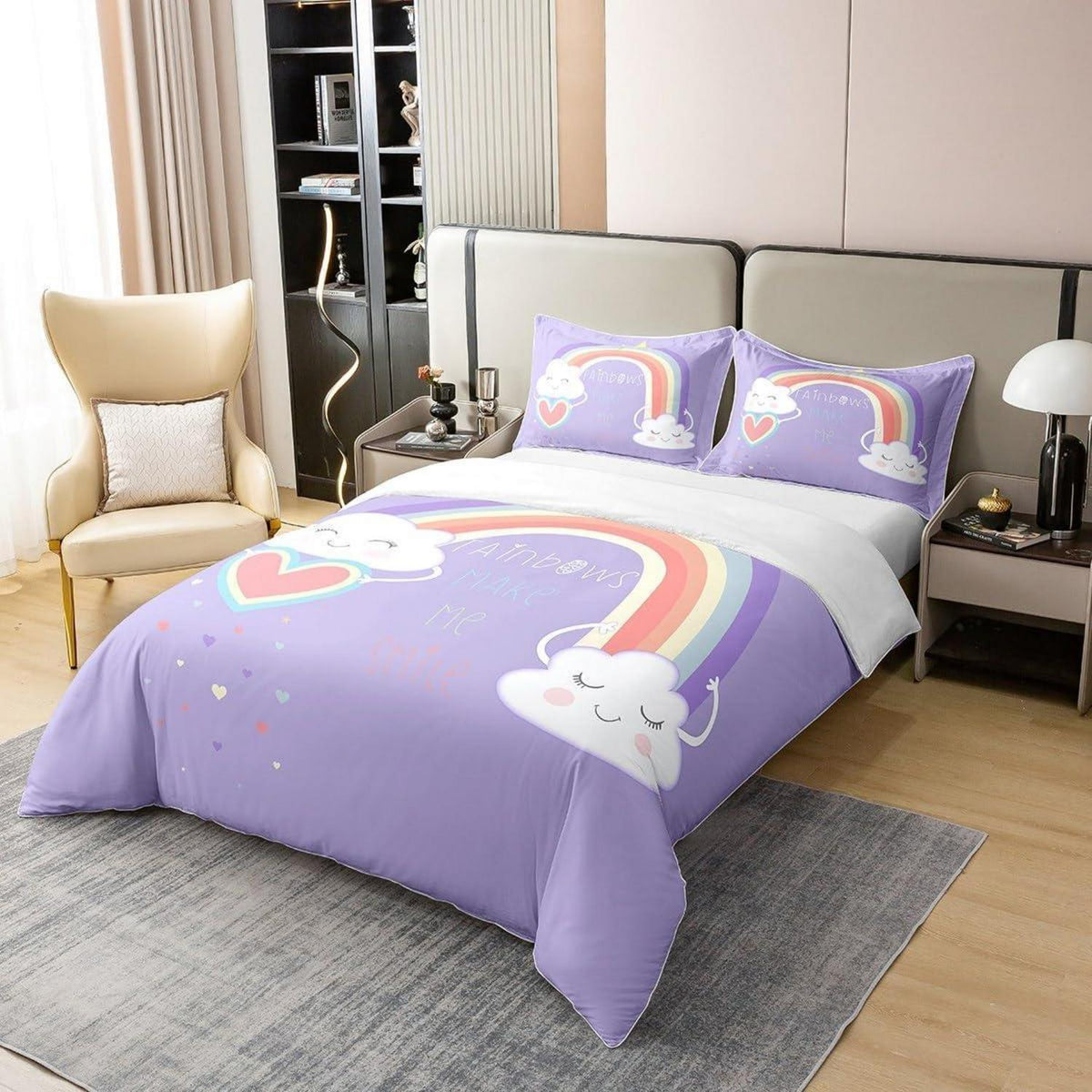 Bio Baumwoll Bettbezug Regenbogen Kinder 135x200