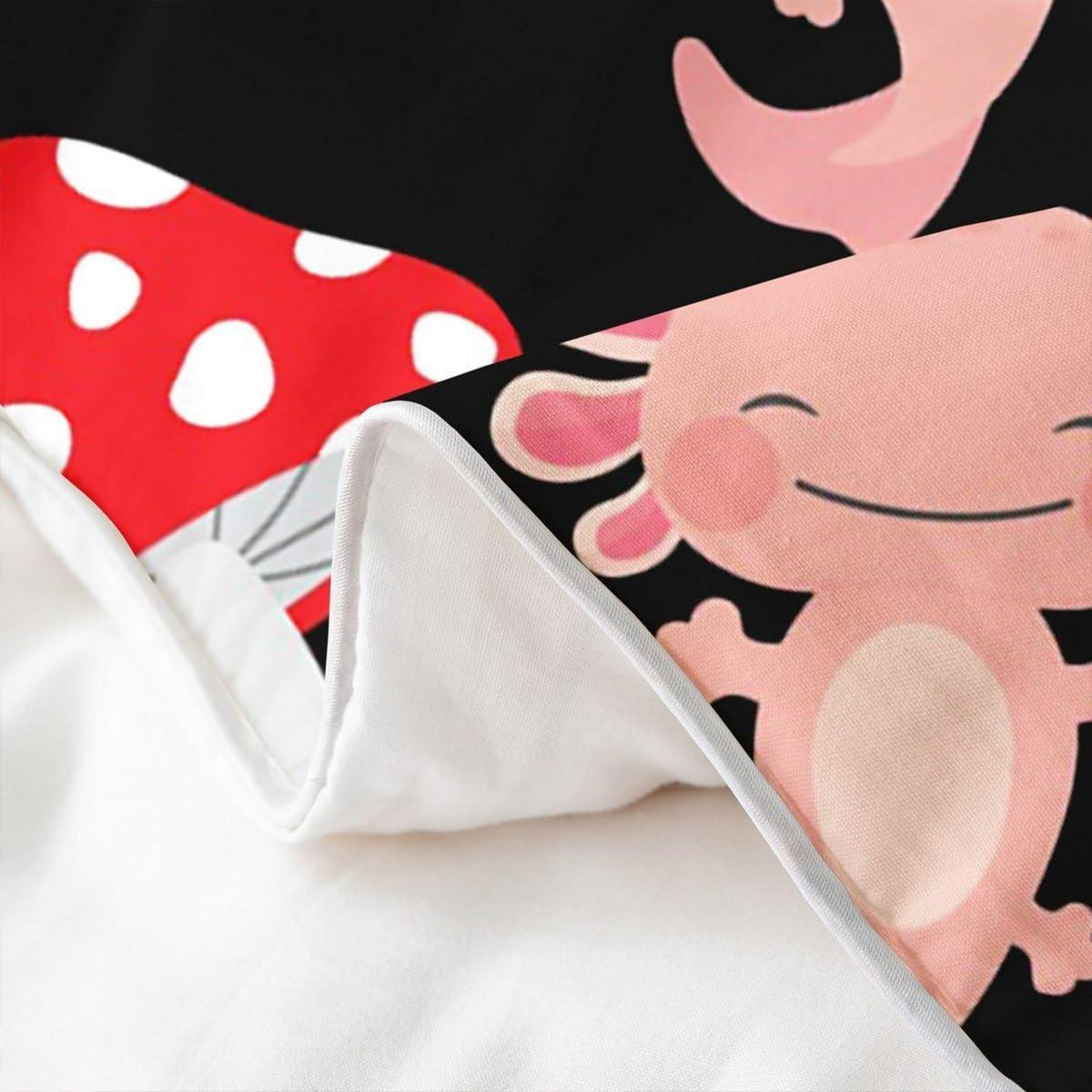 Kawaii Axolotl Bettwäsche Set 135x200 – Rosa Pilz Baumwolle