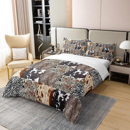 Rustikales Bettwäsche Set – Zebra Kuh Design 135x200 in Lederoptik