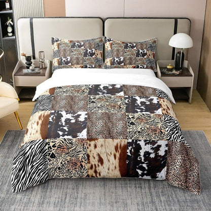 Rustikales Bettwäsche Set – Zebra Kuh Design 200x200 in Lederoptik