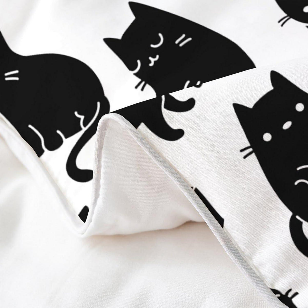 Schwarzer Katzen Bettbezug Set 155x220 – Bio Baumwolle