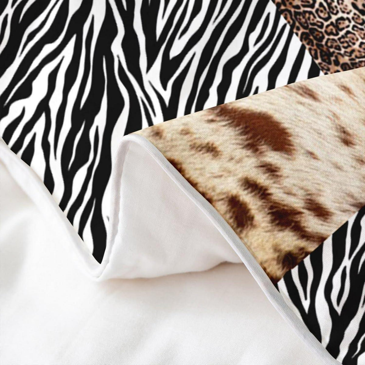 Rustikales Bettwäsche Set – Zebra Kuh Design 155x220 in Lederoptik
