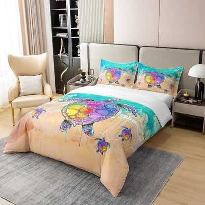 Regenbogen Schildkröte Bettbezug 155x220 Baumwolle Tropical Ozean