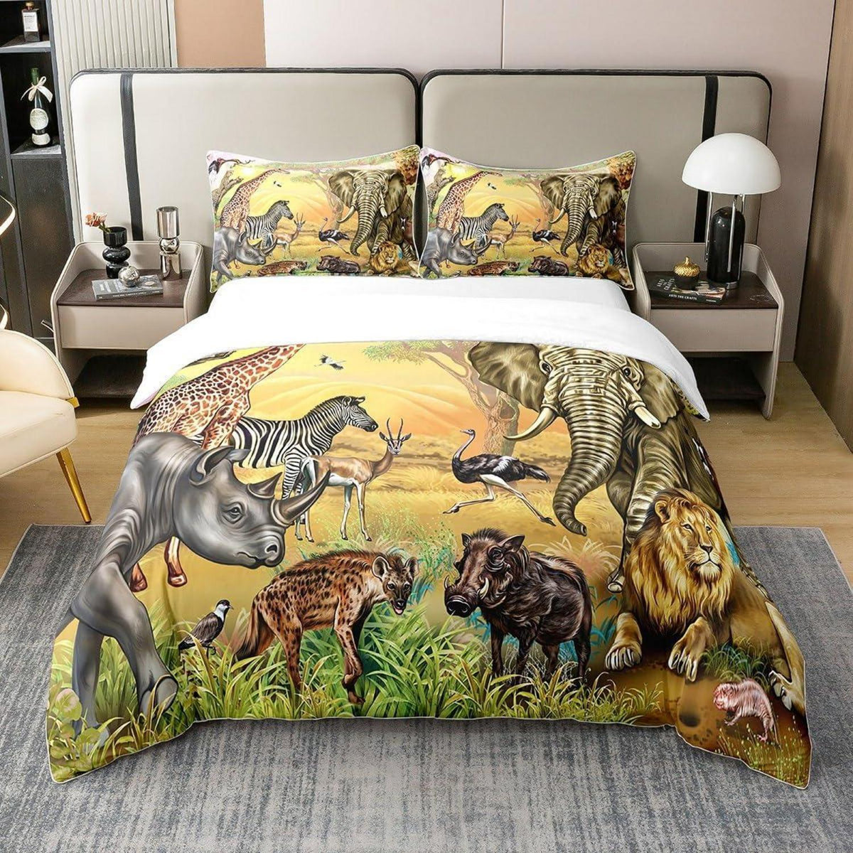 Bio Baumwoll Bettwäsche Set Safari Tiere 135x200