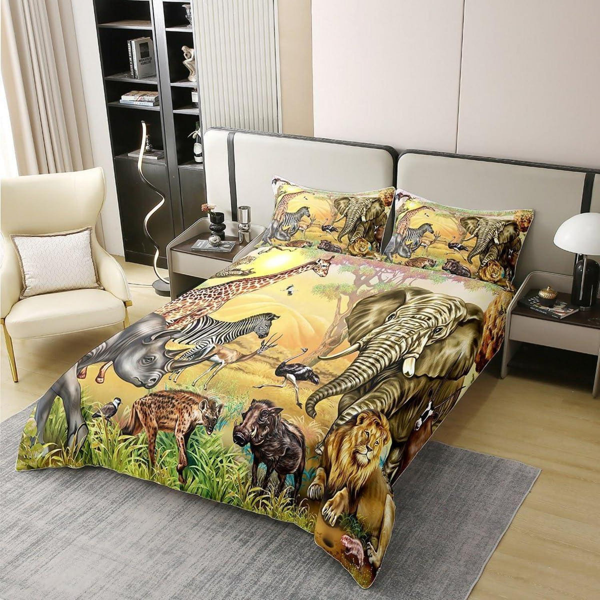 Bio Baumwoll Bettwäsche Set Safari Tiere 135x200