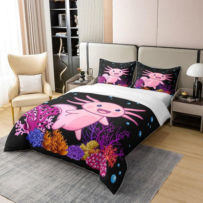 Axolotl Bettbezug 135x200 Baumwolle – Kawaii Unterwasserwelt