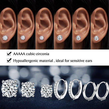 Kleine Silber Ohrstecker Set Opal Cubic Zirkonia Chirurgenstahl