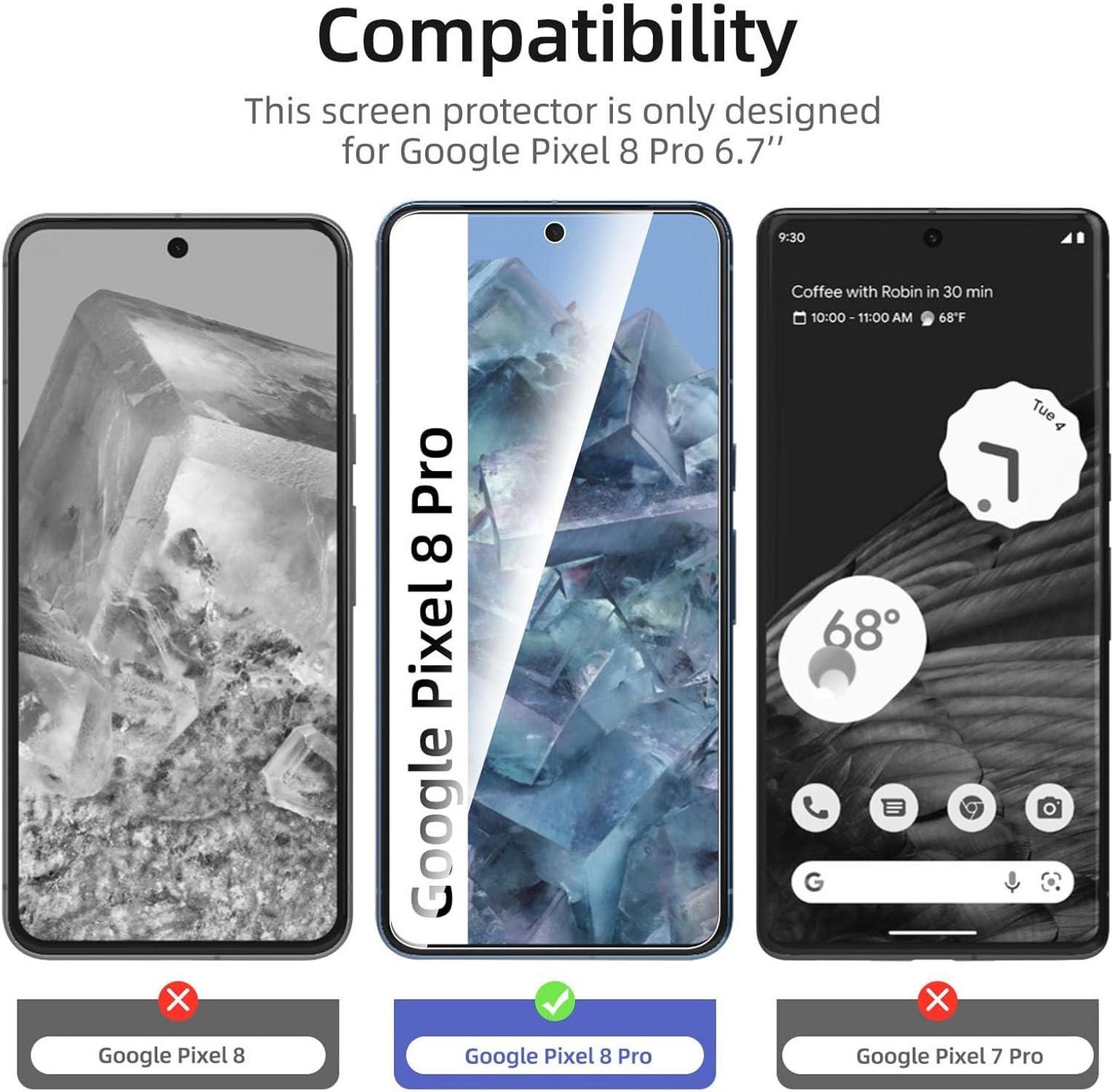 Panzer Schutz Glas für Google Pixel 8 Pro, 9H Härte, HD 6,7