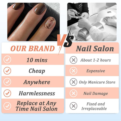 Künstliche Nägel Set 24 Stück Eckig Braun Glitzer Fingernägel Press on Nails