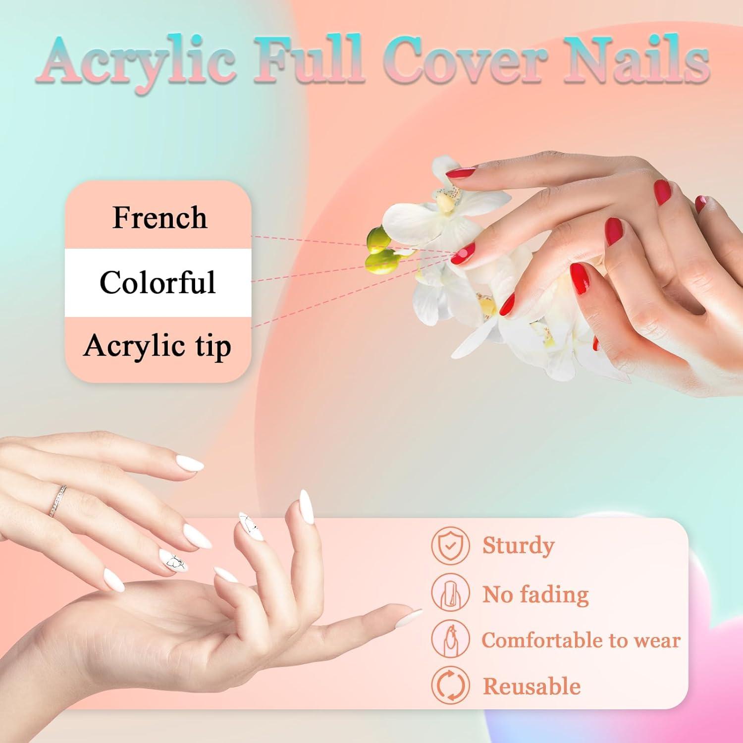 24 Stück Rosa Acryl Press on Nägel mit Nagelkleber - Ballerina Fake