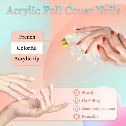 24 Stück Rosa Acryl Press on Nägel mit Nagelkleber - Ballerina Fake
