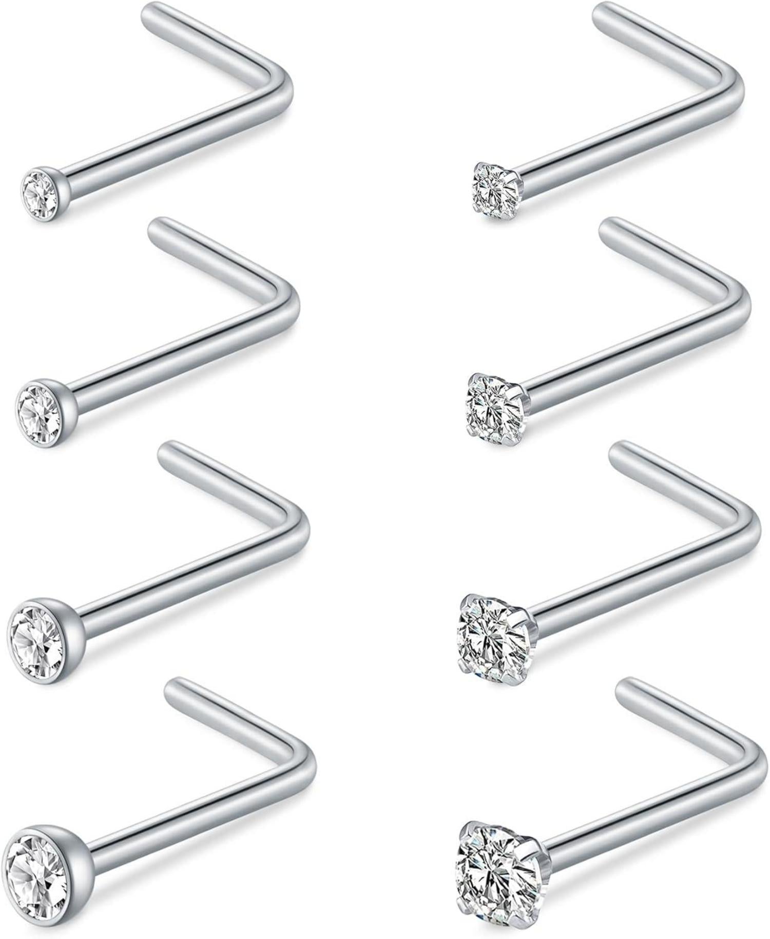 Nasenpiercing Set Kristall Nasenring Silber Gold 20G 18G Ringe