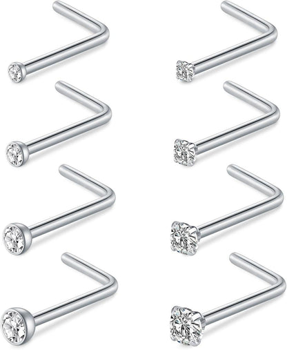 Nasenpiercing Set Kristall Nasenring Silber Gold 20G 18G Ringe