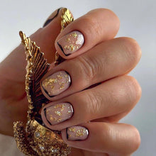 24 Stück Nude Acryl Full Cover Press on Fingernägel - Gold Glitzer