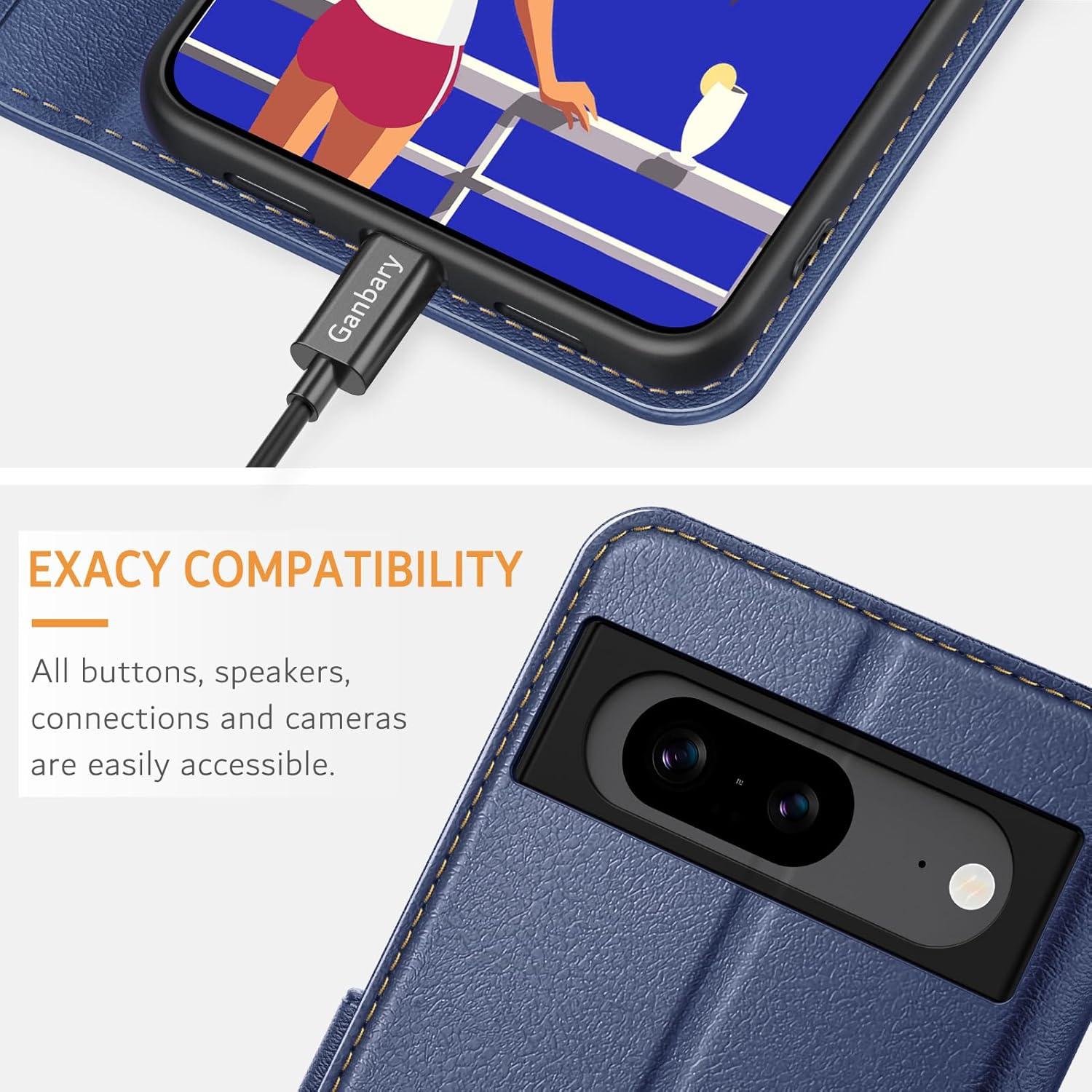 Handyhülle für Google Pixel 8a - Premium Leder Klapphülle mit Kartenfächern