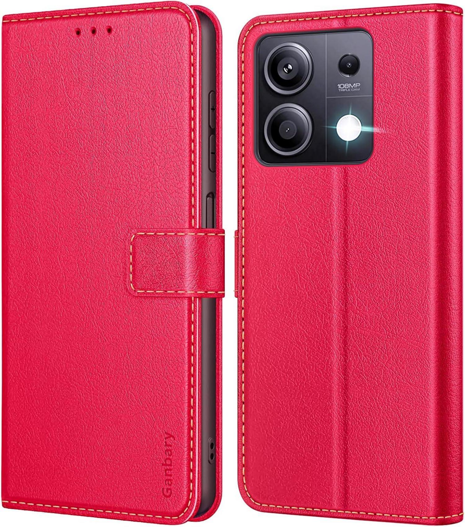 Xiaomi Redmi Note 13 5G Handyhülle Leder Klapphülle Rot