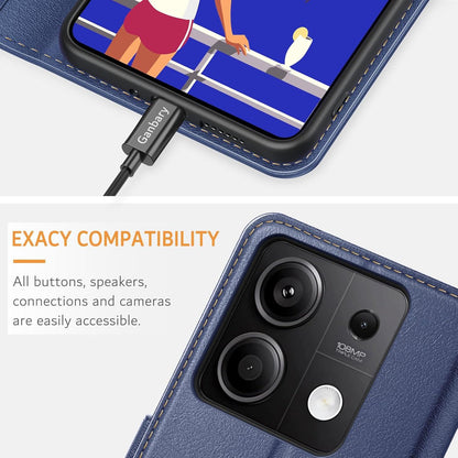 Xiaomi Redmi Note 13 5G Handyhülle Leder Klapphülle Blau mit Kartenschlitzen