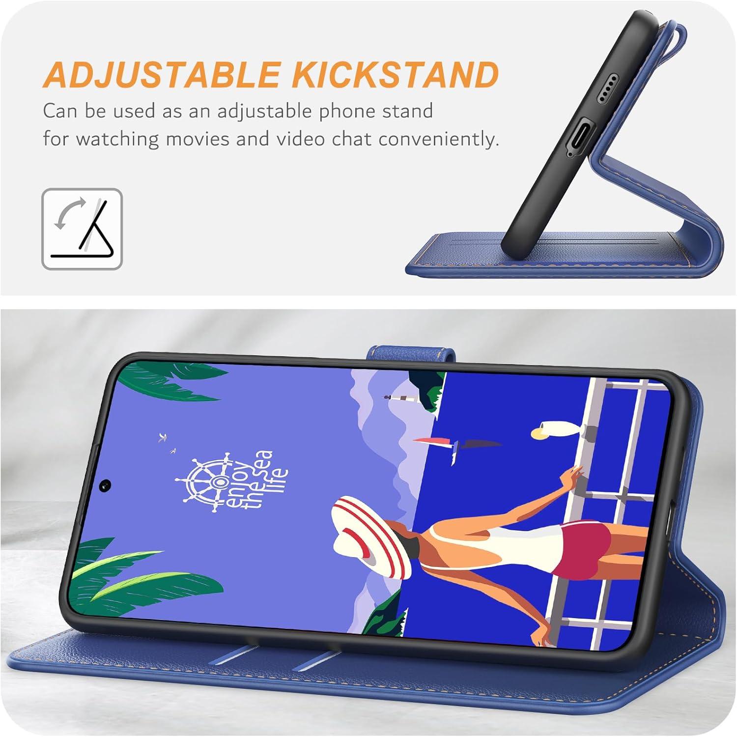 Handyhülle Xiaomi Redmi Note 13 Pro 5G Premium Leder Klapphülle Blau