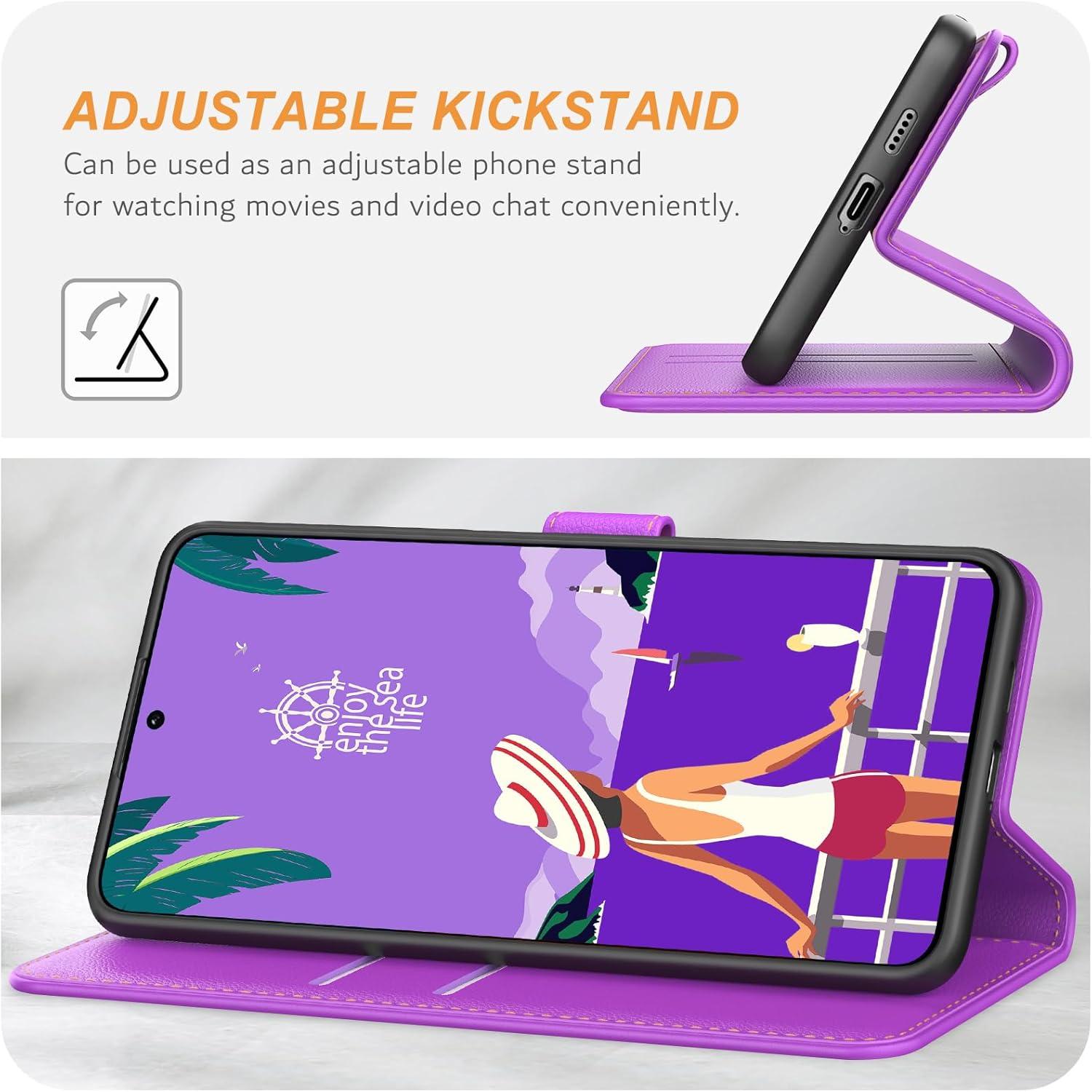 Xiaomi Redmi Note 13 Pro 5G Handyhülle Violett Leder Klapphülle mit Kartenschlitzen