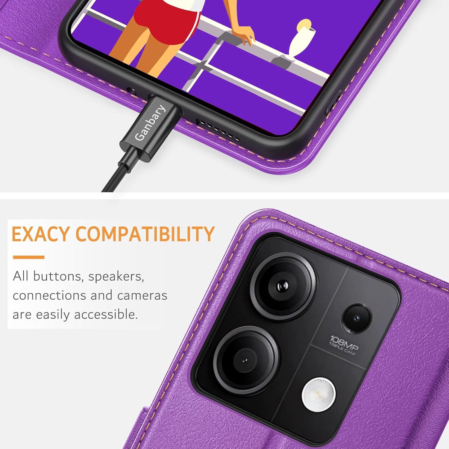 Handyhülle Xiaomi Redmi Note 13 5G Leder Klapphülle Violett