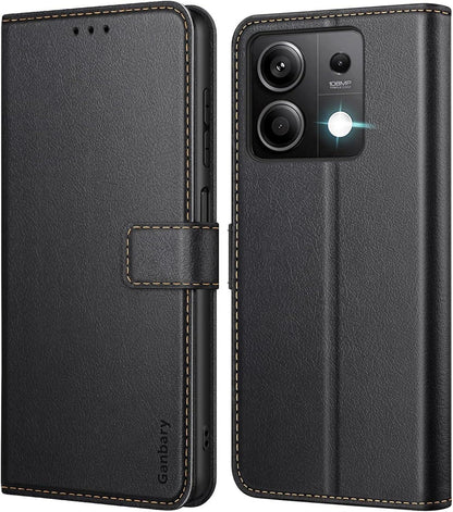Handyhülle Xiaomi Redmi Note 13 5G Leder Klapphülle Schwarz