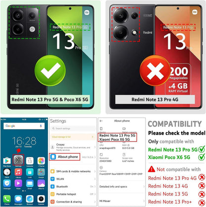 Xiaomi Redmi Note 13 Pro 5G Hülle, Premium Leder Klapphülle