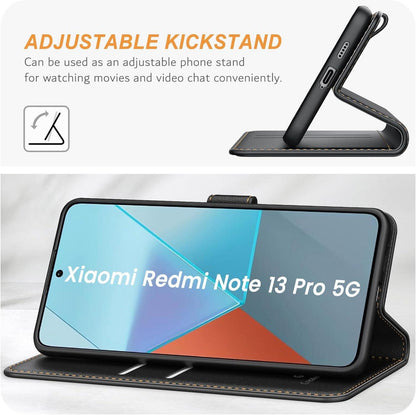 Handyhülle Xiaomi Redmi Note 13 Pro 5G Schwarz Premium Leder Klapphülle