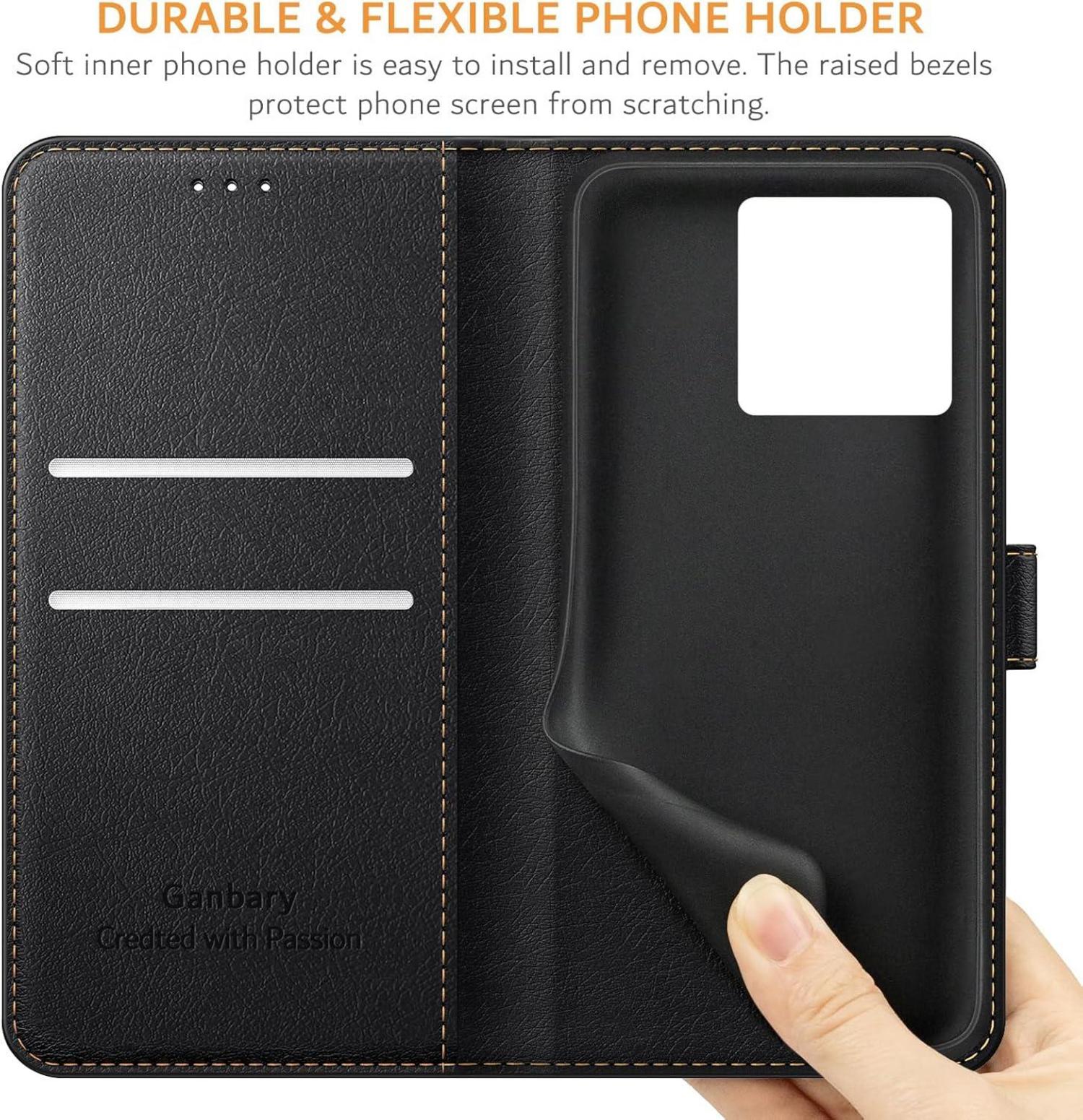 Handyhülle Xiaomi Redmi Note 13 Pro 5G Schwarz Premium Leder Klapphülle