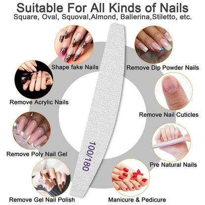 Professionelle Nagelfeile 25 Stück 100/180 für Gelnägel Acryl Dicke