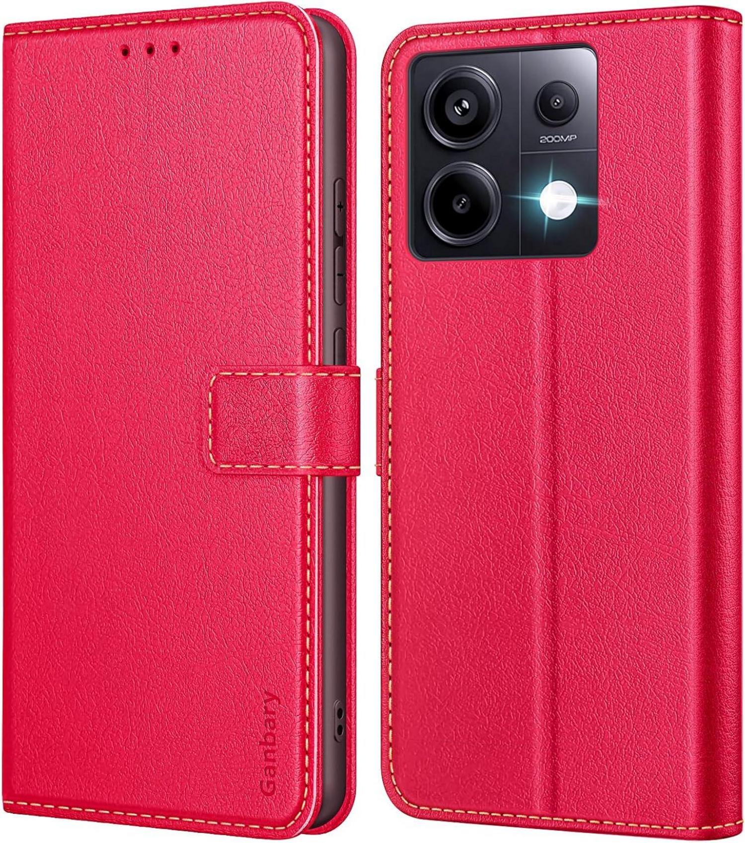 Xiaomi Redmi Note 13 Pro 5G Leder Klapphülle Rot mit Standfunktion