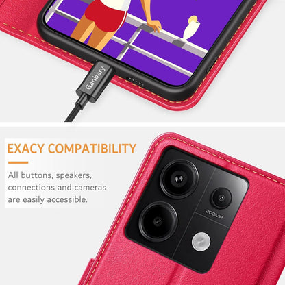 Xiaomi Redmi Note 13 Pro 5G Hülle Rot Premium Leder Klapphülle mit Kartenschlitzen und Standfunktion