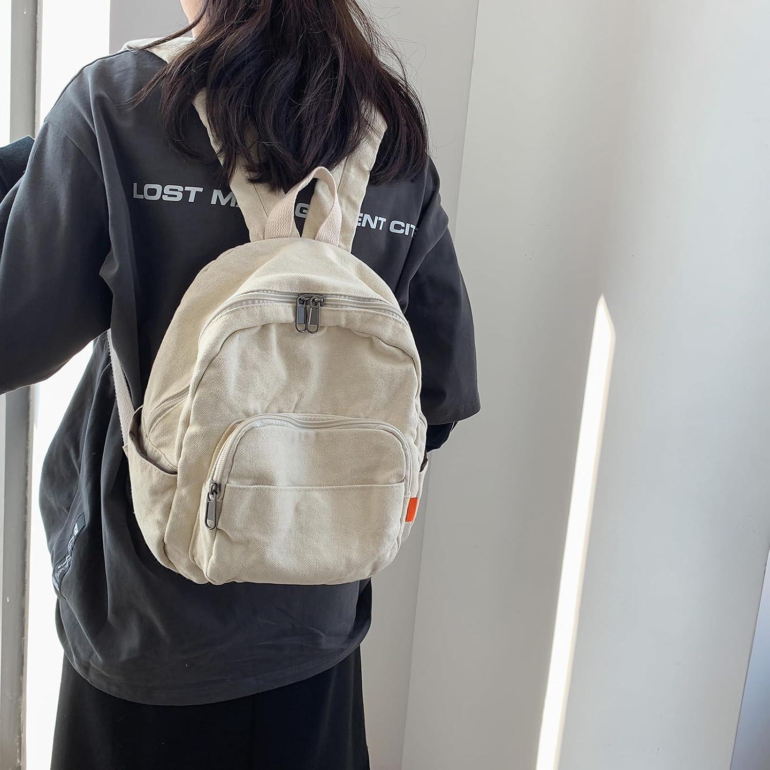 Damen Rucksack Klein Canvas Schule Reise Wandern Arbeit