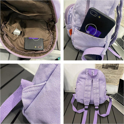 Makukke Damen Rucksack Klein Canvas Beige 10L für Schule Travel Wandern