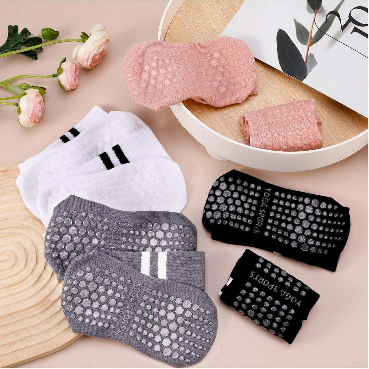 Pilates Socken Damen 4er-Set | Rutschfest & Atmungsaktiv 38-42