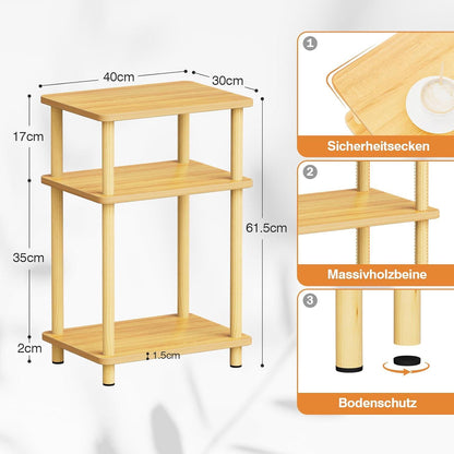 Modernes 3 Tier Beistelltisch Holz 40x30x61.5cm Einfach Aufgebaut