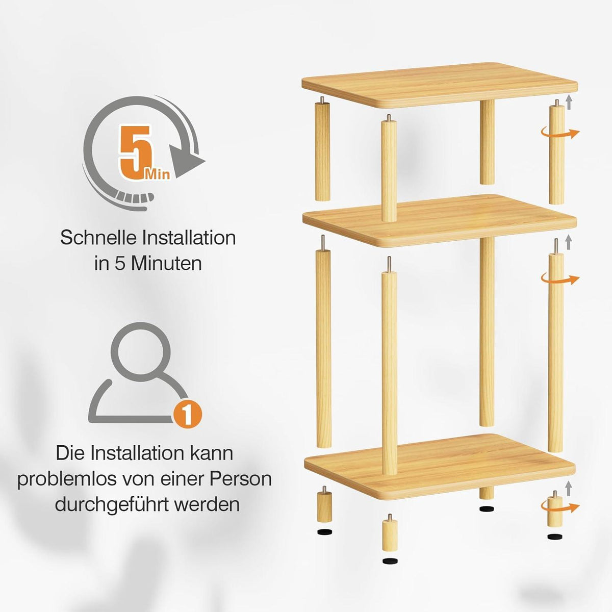3 Tier Beistelltisch Holz Klein 40x30x61.5cm Wohnzimmer Nachttisch