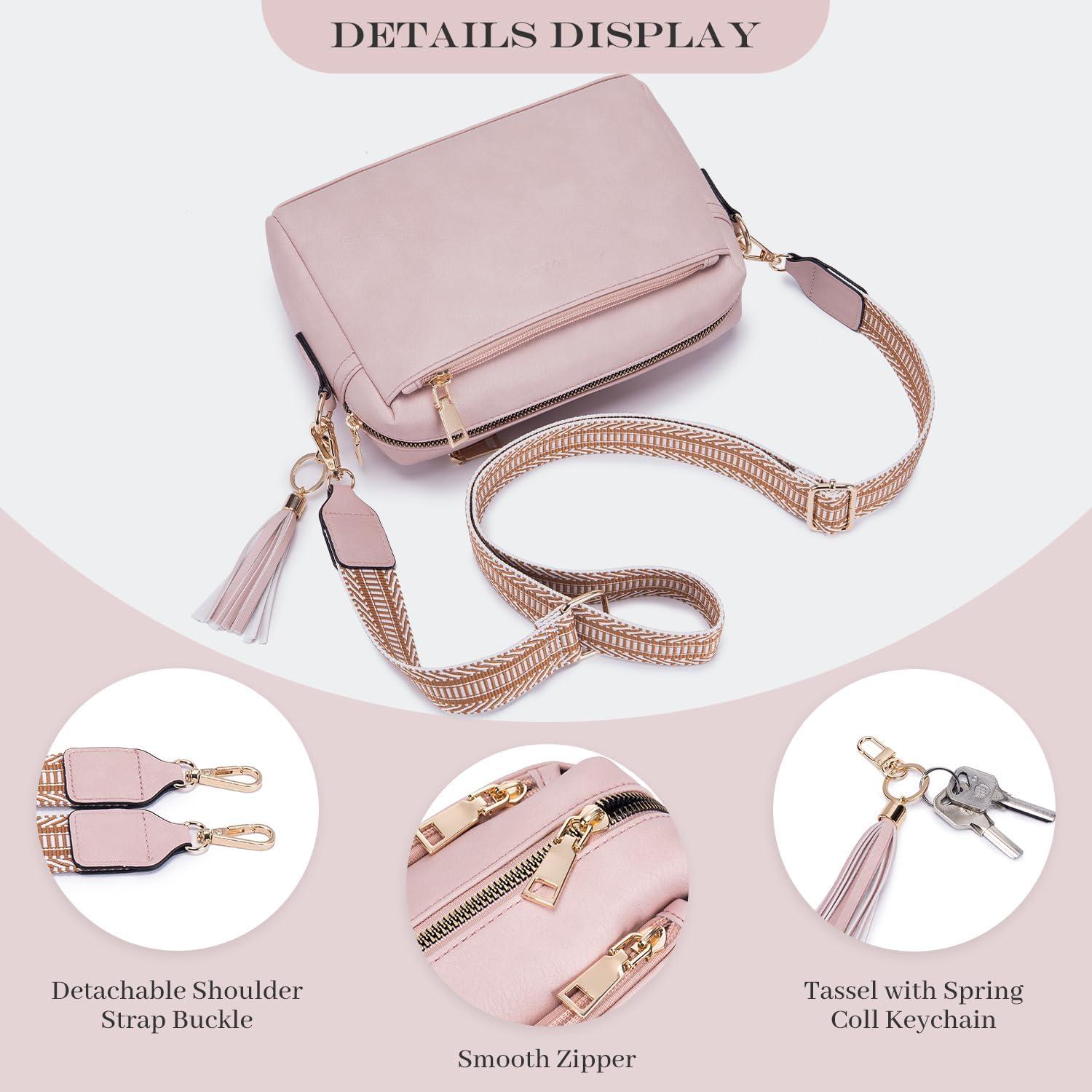 Damen Umhängetasche Vegan Leder Crossbody Abendtasche mit 3