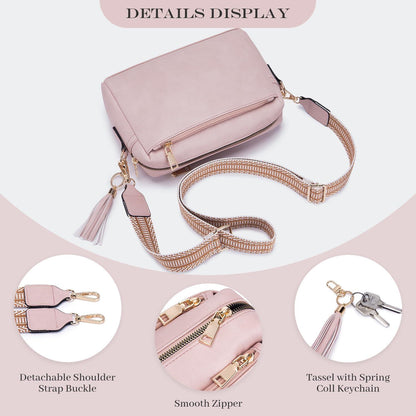 Damen Umhängetasche Vegan Leder Crossbody Abendtasche mit 3